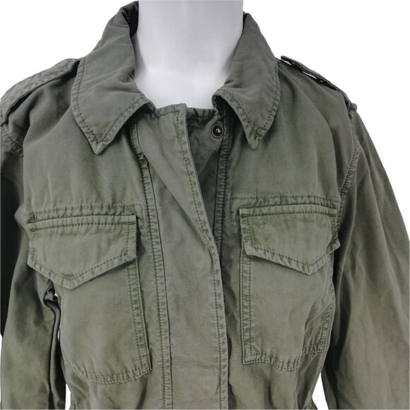 Gap Green Utility Jacket Size XS Military Army Anorak Cotton Snaps Zip Pockets - Picture 2 of 12
